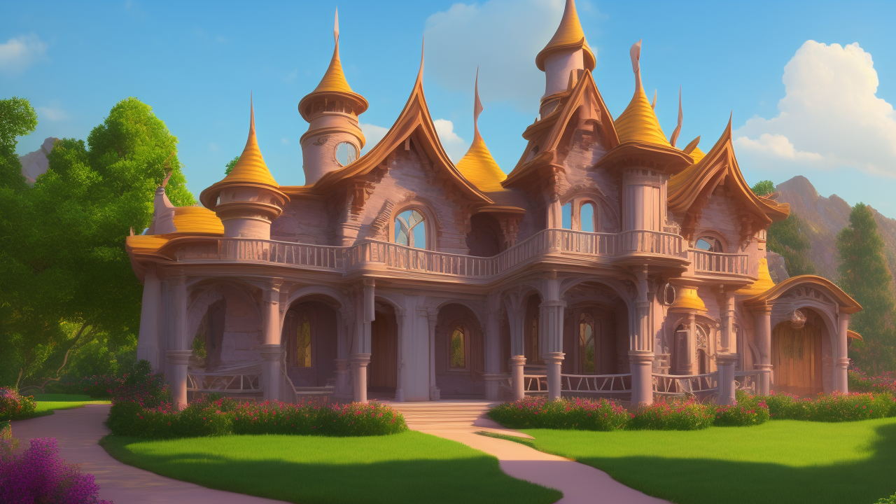stilisierte Villa, KI-Grafik von Matthias Böttinger (www.m-fabrik.de)