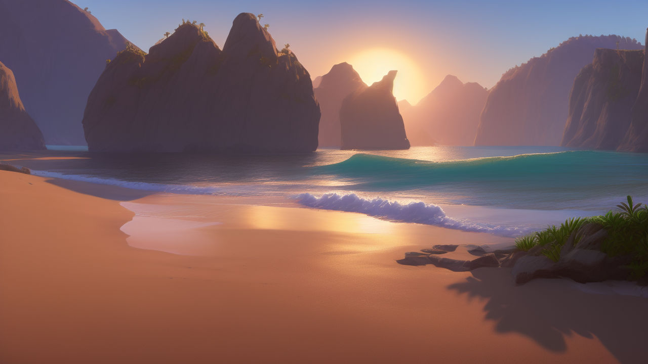stilisierter Strand, KI-Grafik von Matthias Böttinger (www.m-fabrik.de)