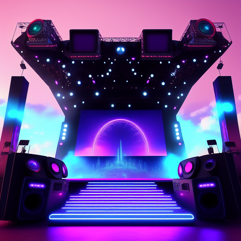 Big futuristic stage - KI-Grafik von Matthias Böttinger (www.m-fabrik.de)